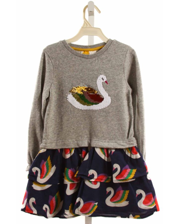 MINI BODEN  GRAY   APPLIQUED KNIT DRESS WITH SEQUINS