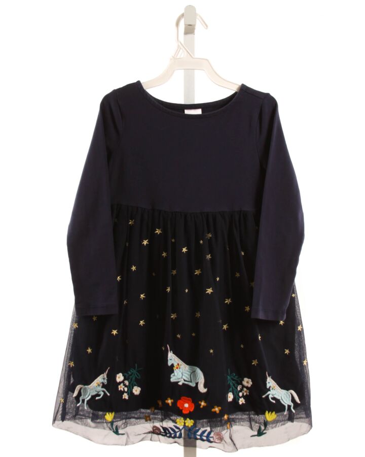 HANNA ANDERSSON  NAVY TULLE  EMBROIDERED KNIT DRESS