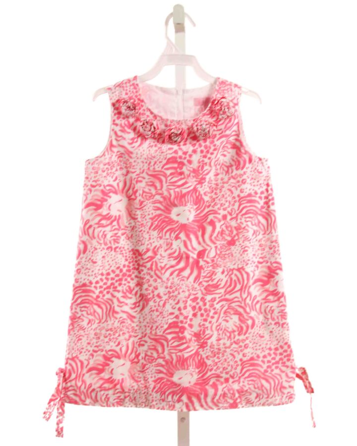 LILLY PULITZER  HOT PINK  FLORAL APPLIQUED DRESS