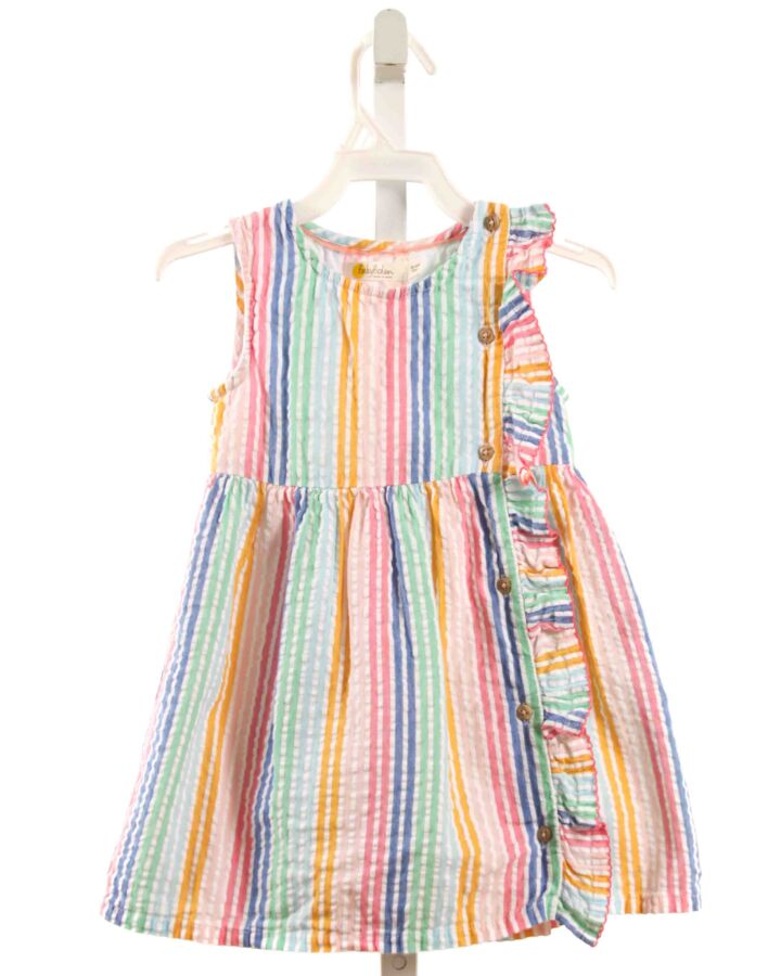 MINI BODEN  MULTI-COLOR SEERSUCKER STRIPED  DRESS WITH RUFFLE