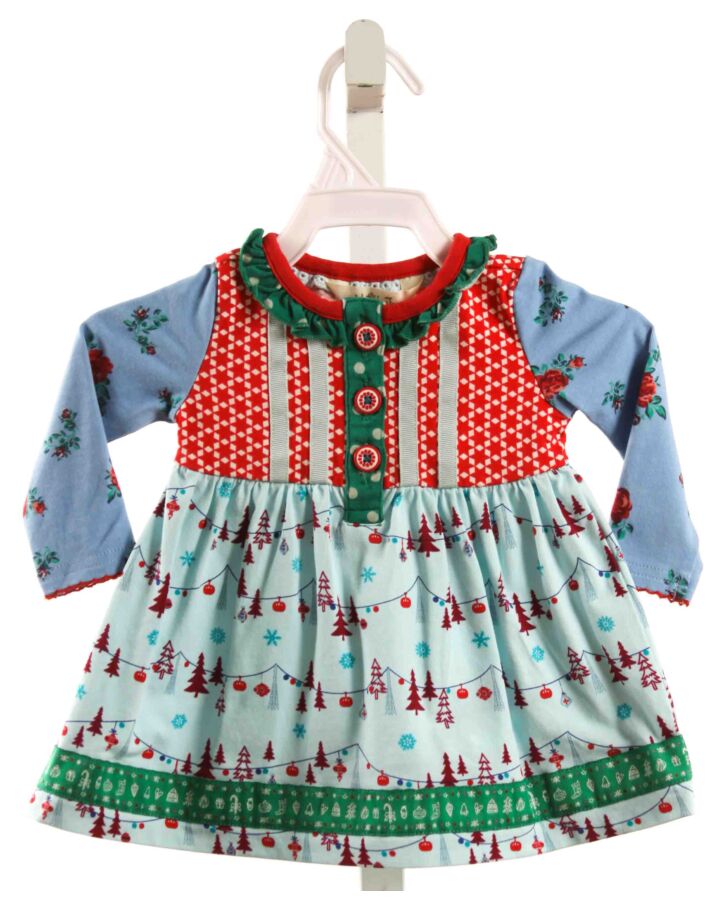 MATILDA JANE  BLUE    KNIT DRESS WITH PICOT STITCHING