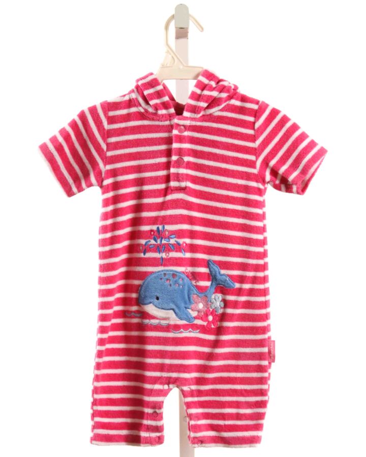 JOJO MAMAN BEBE  HOT PINK TERRY CLOTH STRIPED APPLIQUED COVER UP