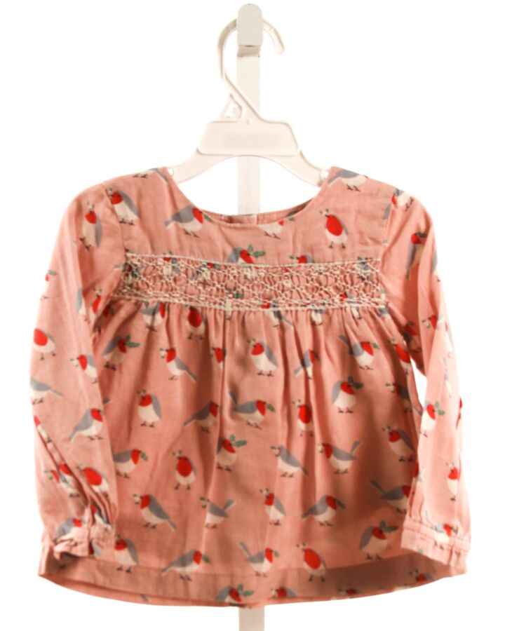 BABY BODEN  PINK  PRINT SMOCKED SHIRT-LS