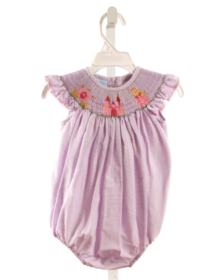 SOUTHERN SUNSHINE KIDS  LAVENDER  STRIPED SMOCKED BUBBLE