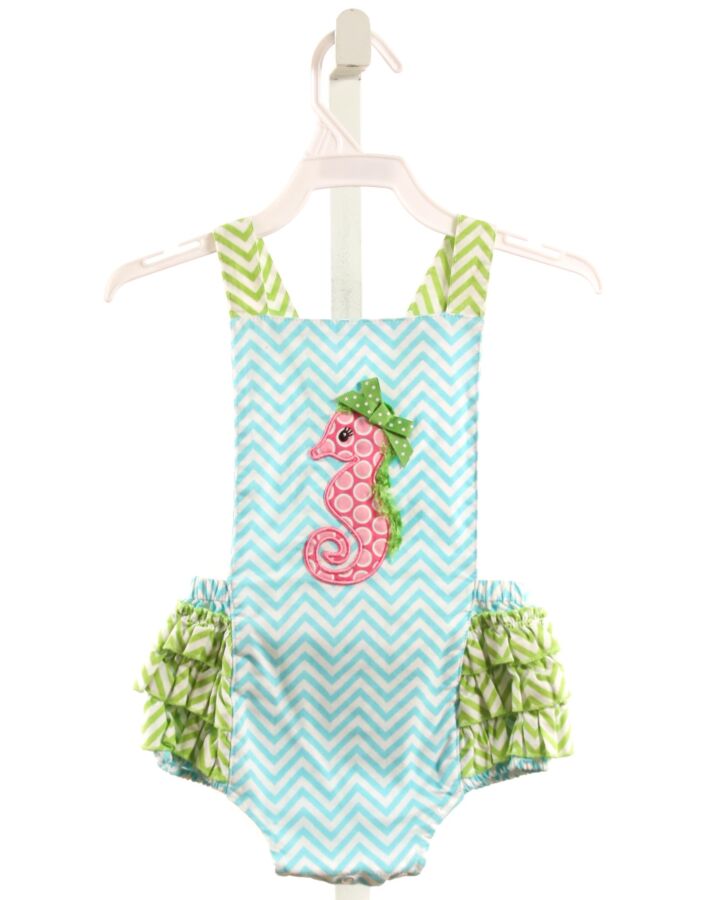 DECORATED ORIGINALS  AQUA   APPLIQUED BUBBLE WITH RUFFLE