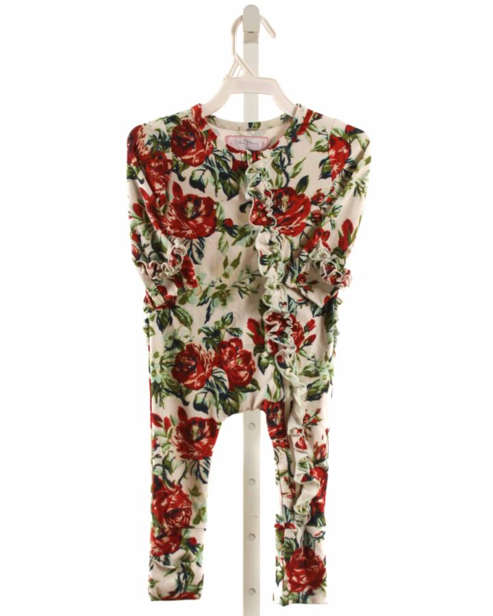 SWEET HONEY  RED  FLORAL  LOUNGEWEAR WITH RUFFLE