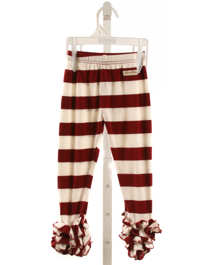 SEW SASSY  MAROON  STRIPED  LEGGINGS WITH RUFFLE