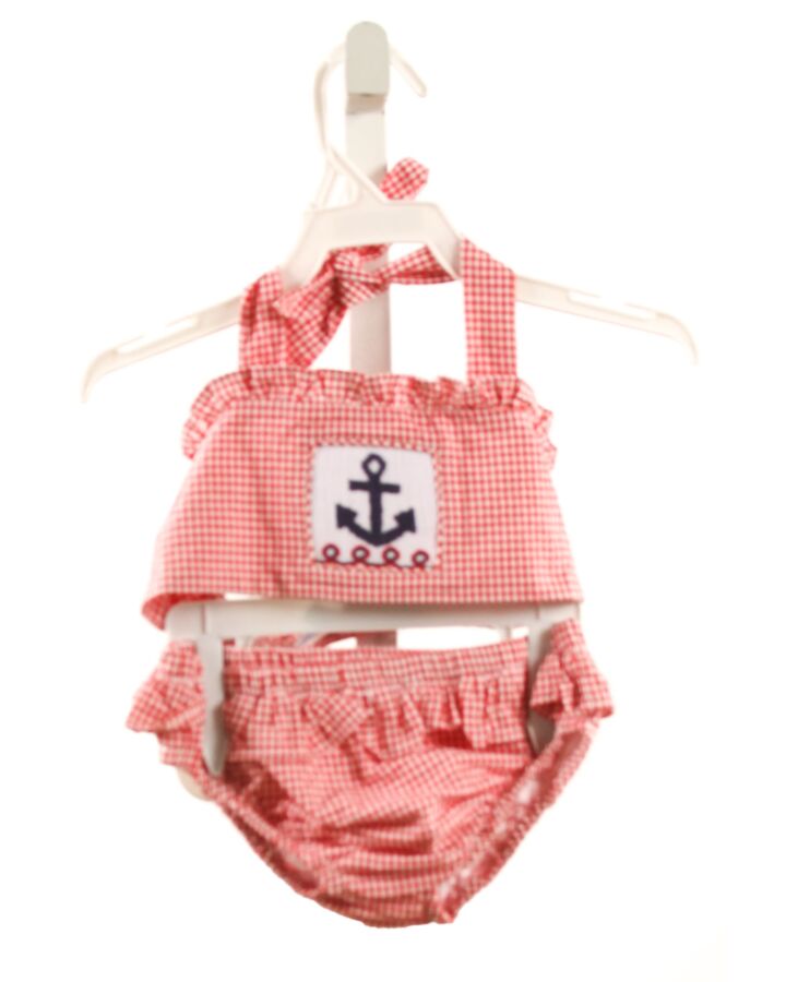LITTLE ENGLISH  RED  GINGHAM SEQUINED 2-PIECE SWIMSUIT