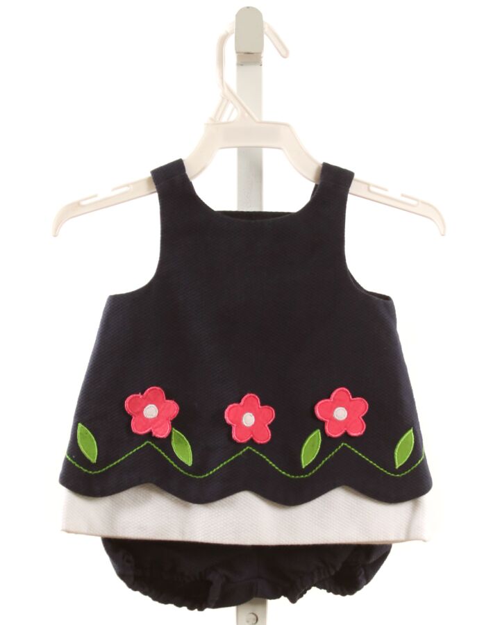FLORENCE EISEMAN  NAVY PIQUE FLORAL APPLIQUED 2-PIECE OUTFIT