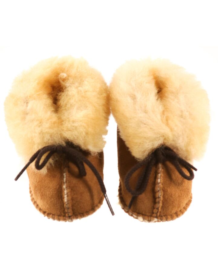 MINNETONKA BROWN MOCCASINS GENUINE SHEEPSKIN *EUC SIZE INFANT 1