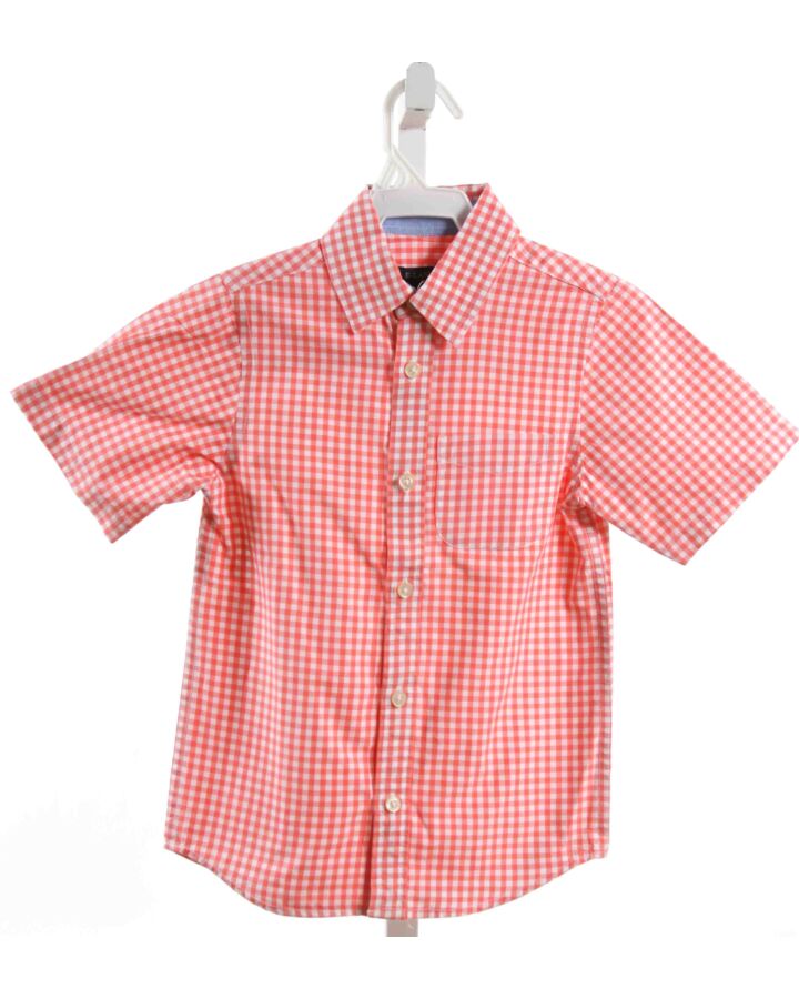 E-LAND  RED  GINGHAM  CLOTH SS SHIRT