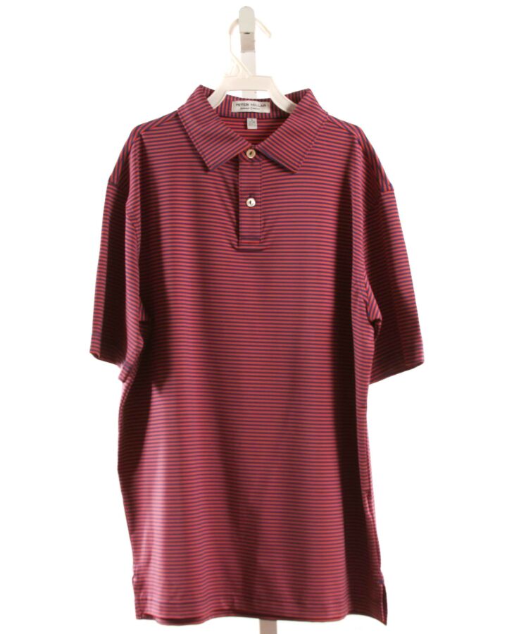 PETER MILLAR  RED  STRIPED  KNIT SS SHIRT