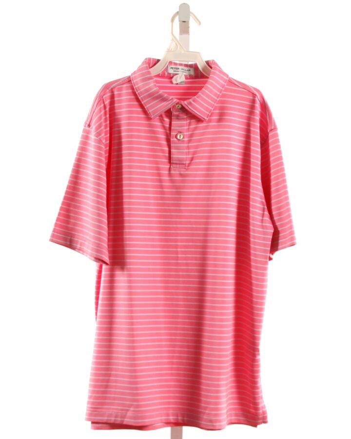 PETER MILLAR  PINK  STRIPED  KNIT SS SHIRT