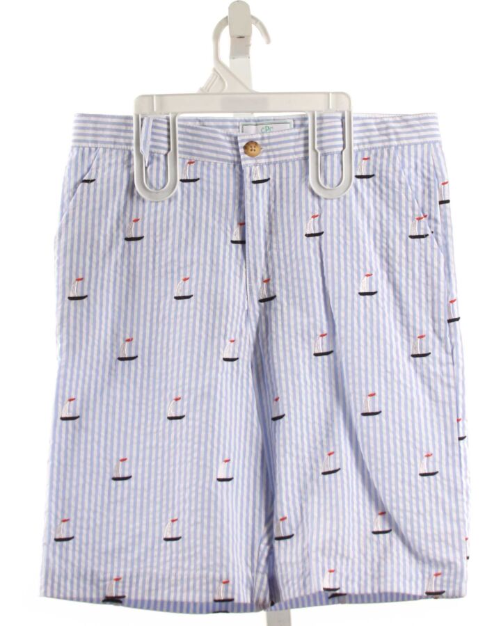 CPC  LT BLUE SEERSUCKER STRIPED EMBROIDERED SHORTS