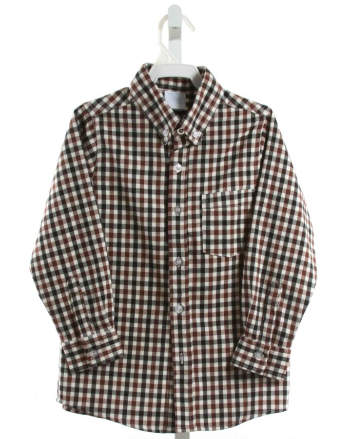 REMEMBER NGUYEN  BROWN  GINGHAM  DRESS SHIRT