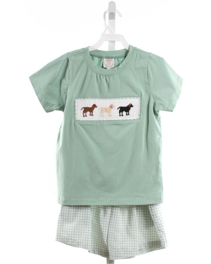 LITTLE BEAR SMOCKS  GREEN   SMOCKED 2-PIECE OUTFIT