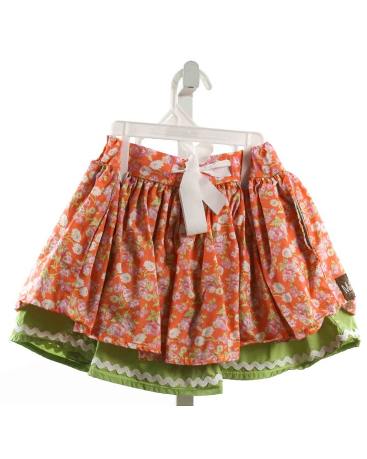 MATILDA JANE  ORANGE  FLORAL PRINTED DESIGN SKIRT WITH RIC RAC