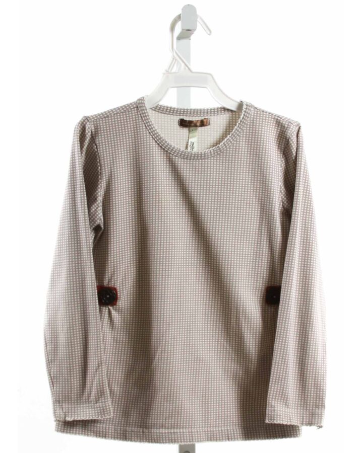 MATILDA JANE  BROWN KNIT POLKA DOT  KNIT LS SHIRT WITH PICOT STITCHING