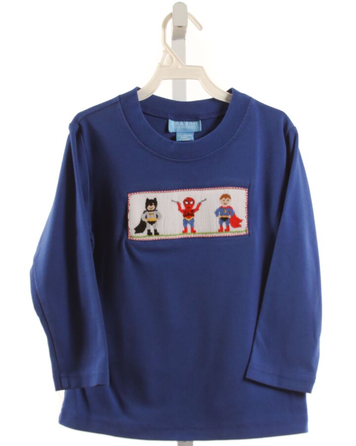 ANAVINI  BLUE   SMOCKED KNIT LS SHIRT