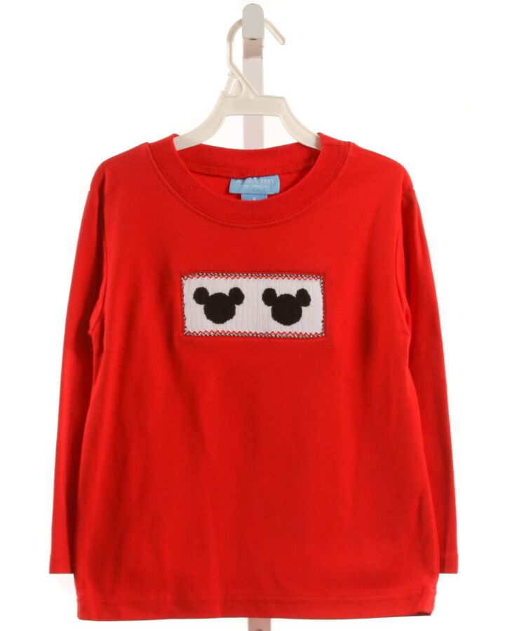 ANAVINI  RED   SMOCKED KNIT LS SHIRT