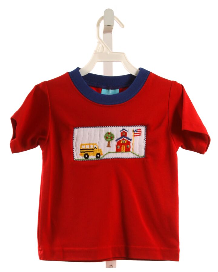 CLAIRE AND CHARLIE  RED   SMOCKED KNIT SS SHIRT