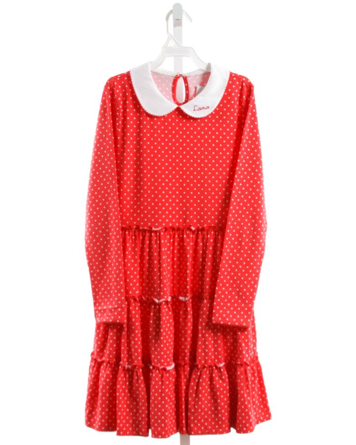 SERENDIPITY  RED  POLKA DOT EMBROIDERED KNIT DRESS