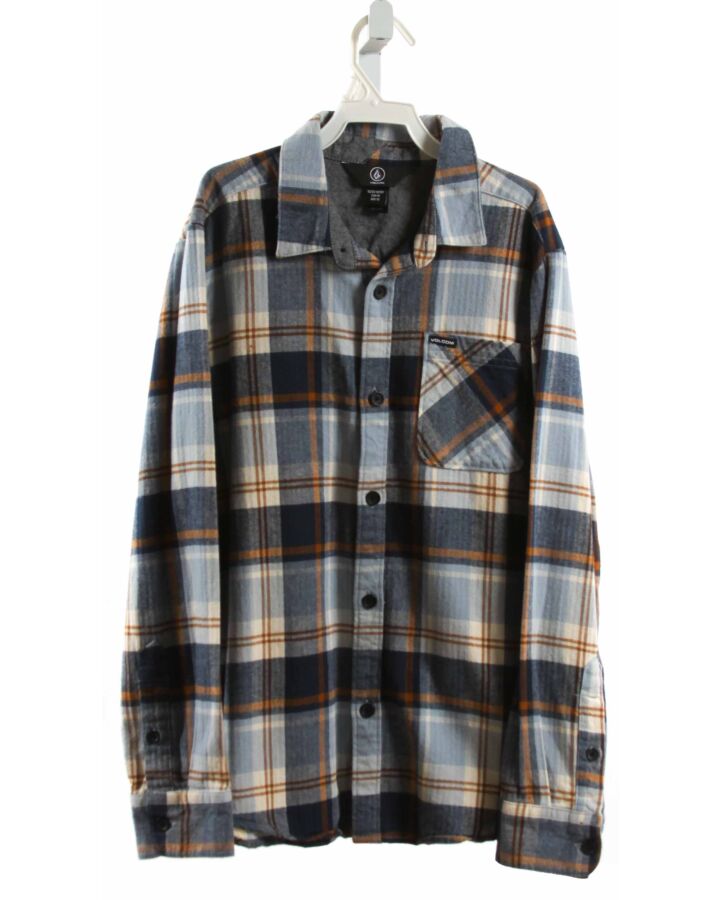 VOLCOM  BLUE FLANNEL PLAID  DRESS SHIRT