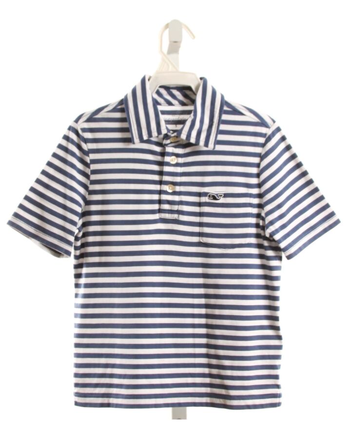 VINEYARD VINES  BLUE  STRIPED  KNIT SS SHIRT