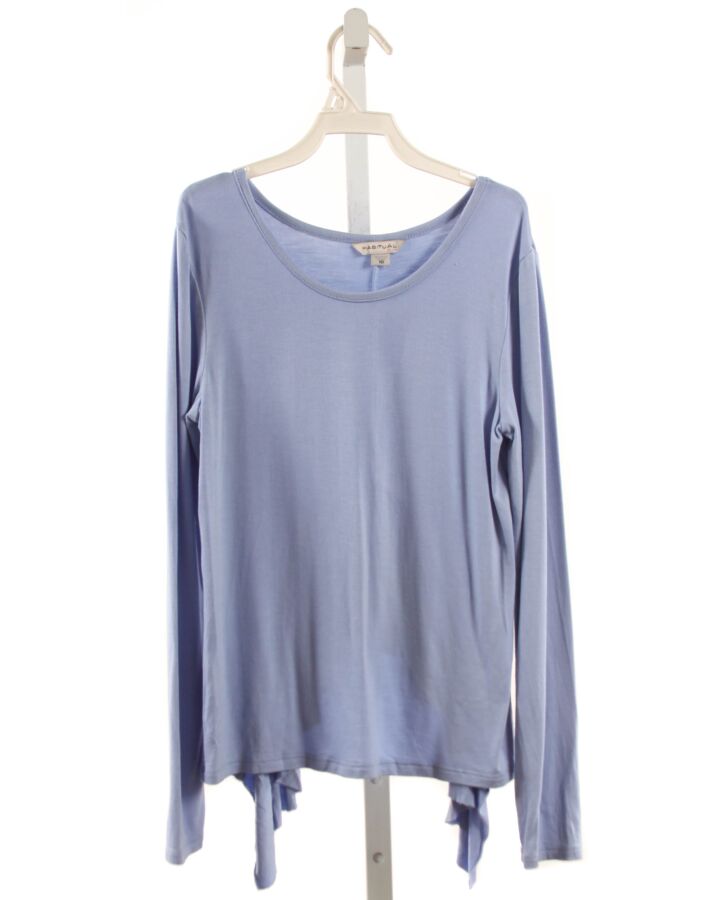 HABITUAL GIRL  LT BLUE    KNIT LS SHIRT WITH RUFFLE