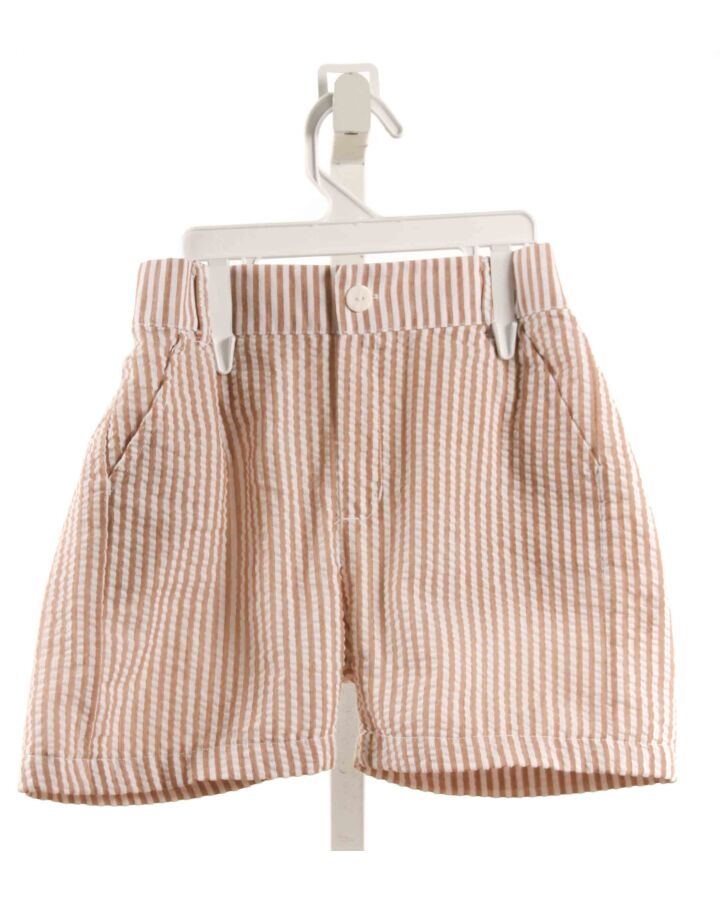 CECIL & LOU  BROWN SEERSUCKER STRIPED  SHORTS