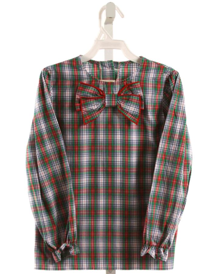 THE BEAUFORT BONNET COMPANY  GREEN  PLAID  DRESS SHIRT WITH BOW