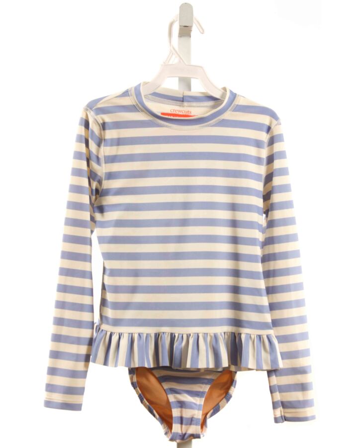 CREWCUTS  LT BLUE  STRIPED  2-PIECE SWIMSUIT WITH RUFFLE