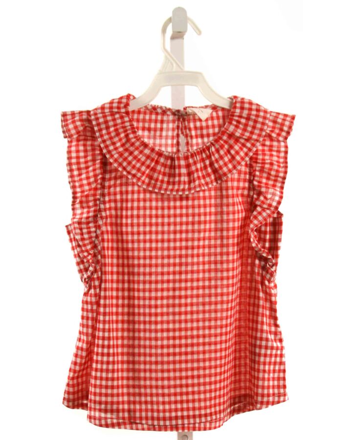 CREWCUTS  RED  GINGHAM  SLEEVELESS SHIRT WITH RUFFLE
