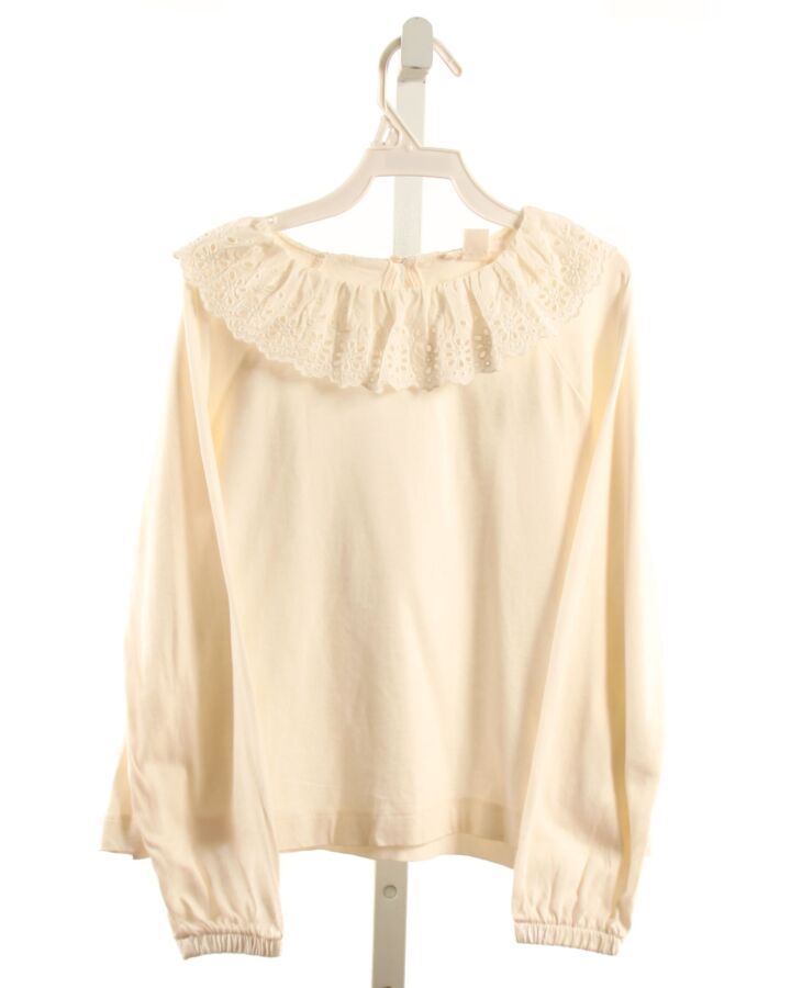 CREWCUTS  CREAM    KNIT LS SHIRT WITH EYELET TRIM