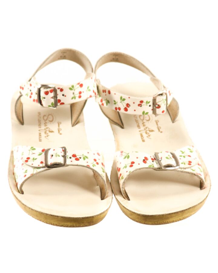 SUN SANS/ SALTWATER SANDALS WHITE SANDALS *THIS ITEM IS GENTLY USED WITH MINOR SIGNS OF WEAR (MINOR STAINING COULD POSSIBLY BE WASHED) *VGU SIZE CHILD 1