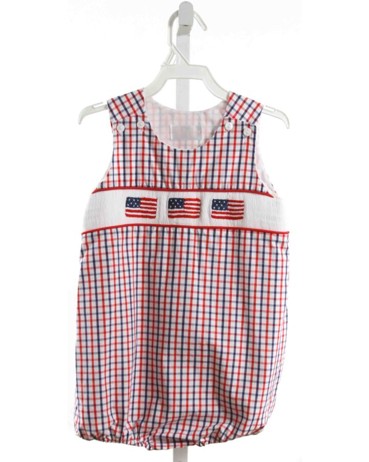 CECIL & LOU  RED  GINGHAM SMOCKED BUBBLE