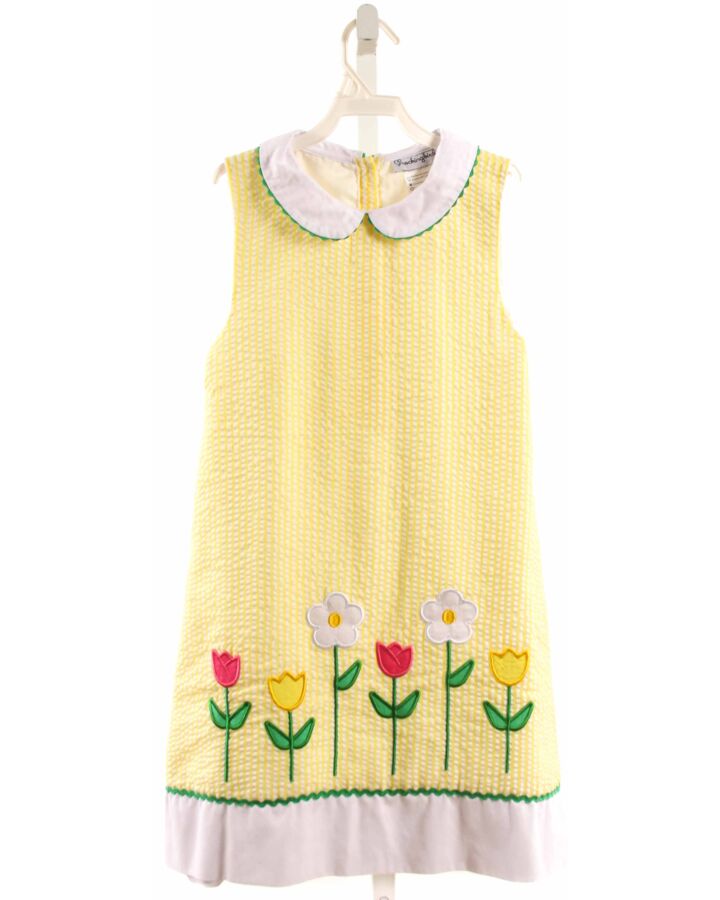 SMOCKINGBIRD  YELLOW SEERSUCKER FLORAL APPLIQUED DRESS