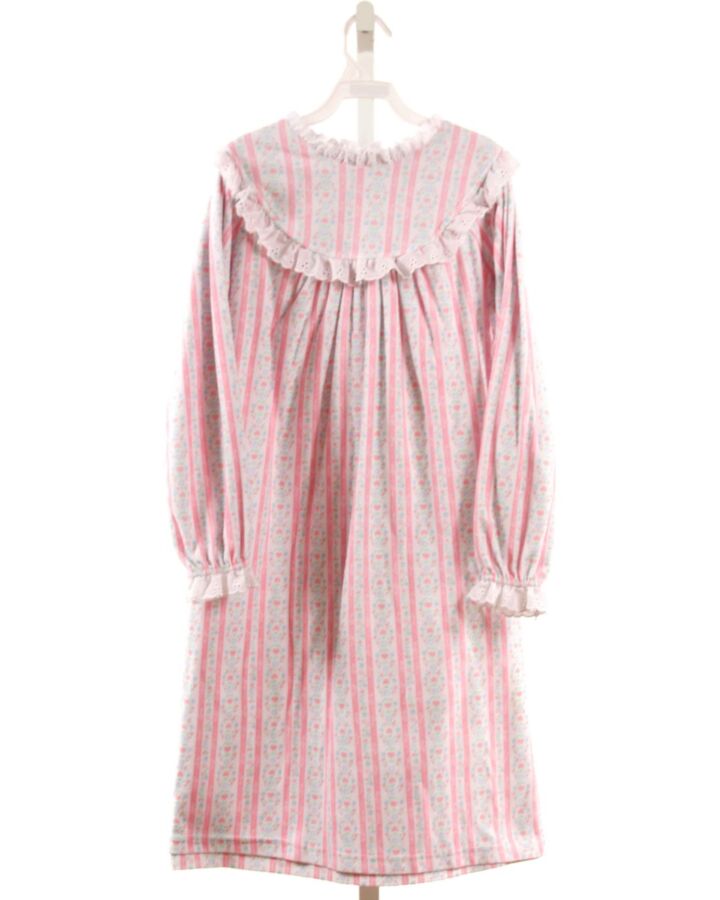 LANZ OF SALZBURG  PINK FLEECE FLORAL  LOUNGEWEAR WITH EYELET TRIM