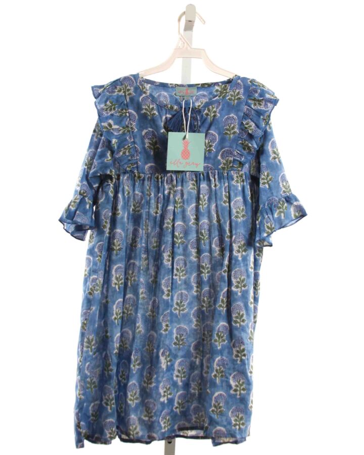 ELLA MOSS  BLUE  FLORAL  DRESS WITH RUFFLE