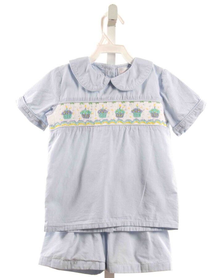 CECIL & LOU  LT BLUE  GINGHAM SMOCKED 2-PIECE OUTFIT