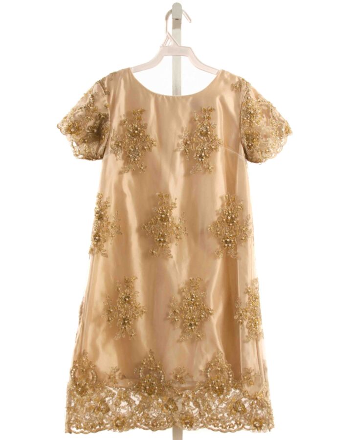 FLEURISSE GOLD TULLE EMBROIDERED PARTY DRESS