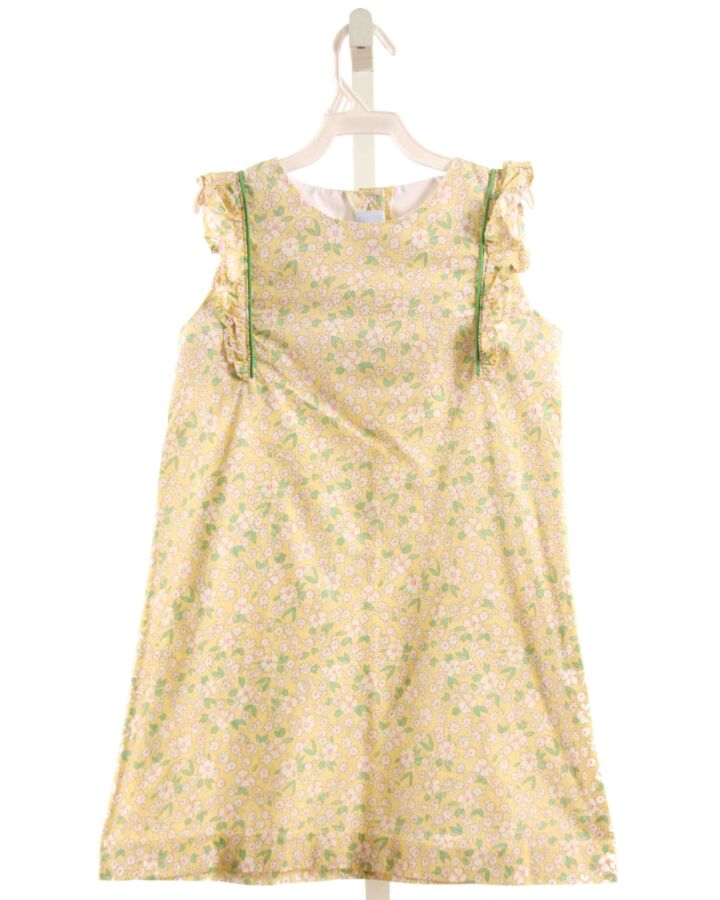 LITTLE ENGLISH  PALE YELLOW  FLORAL  DRESS WITH RUFFLE