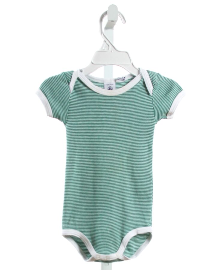 PETIT BATEAU  GREEN  STRIPED  KNIT BUBBLE