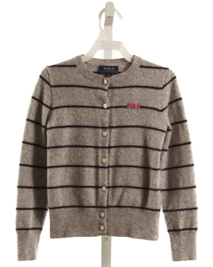 POLO BY RALPH LAUREN  GRAY WOOL STRIPED  CARDIGAN