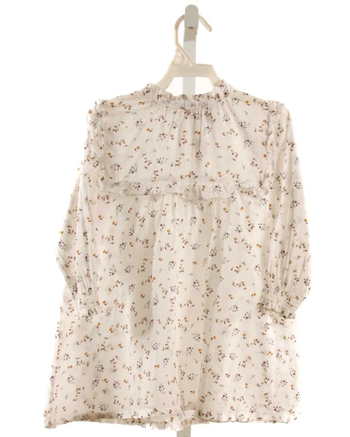 MADRAS  WHITE  FLORAL SMOCKED DRESS WITH RUFFLE