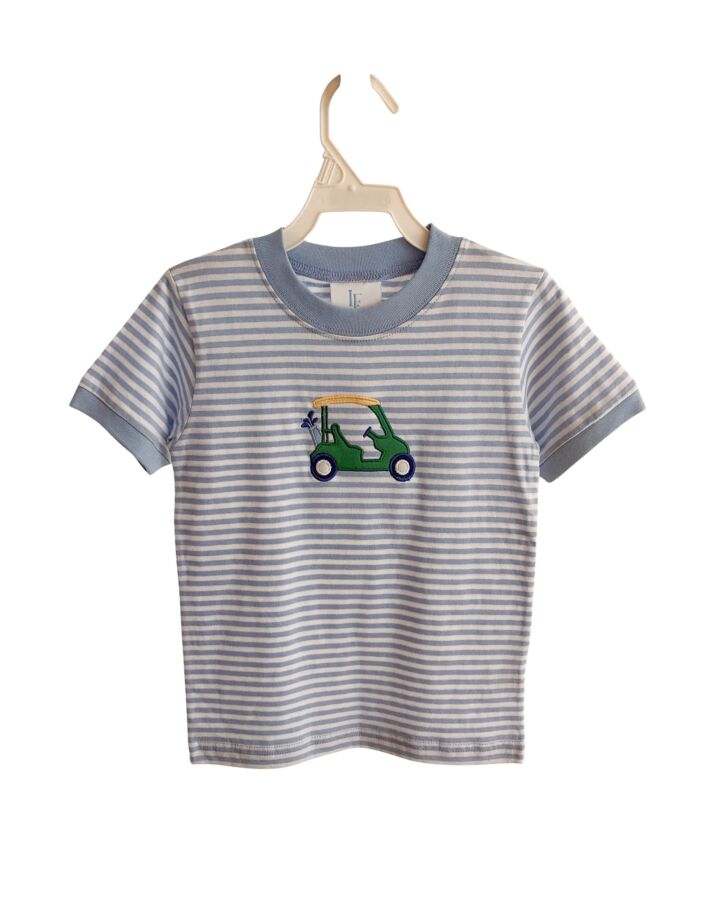 LITTLE ENGLISH  LT BLUE  STRIPED APPLIQUED KNIT SS SHIRT