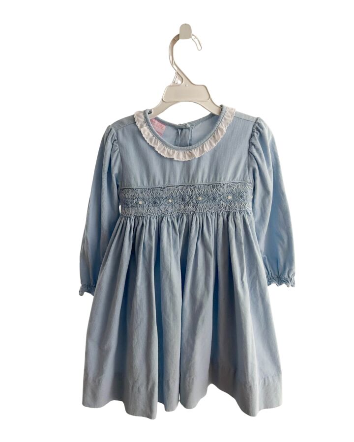 PETIT BEBE  LT BLUE   SMOCKED DRESS WITH PICOT STITCHING