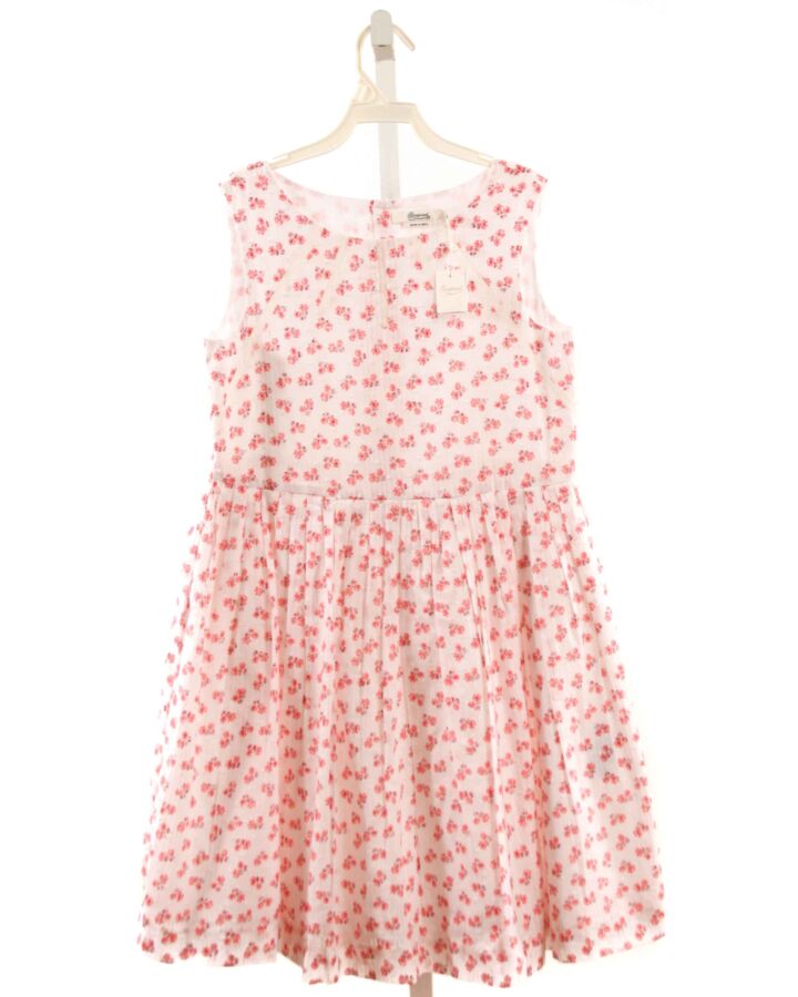 BONPOINT  HOT PINK SWISS DOT FLORAL  DRESS WITH LACE TRIM