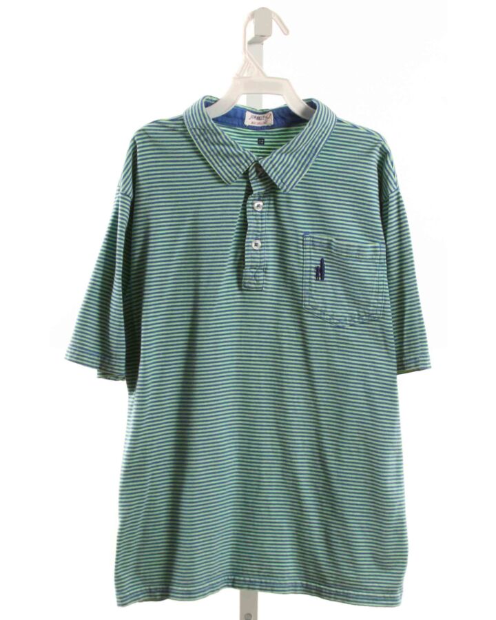 JOHNNIE-O  GREEN  STRIPED  KNIT SS SHIRT