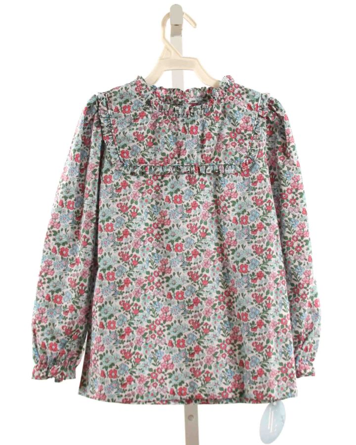 LITTLE ENGLISH  LT BLUE  FLORAL  DRESS SHIRT WITH RUFFLE